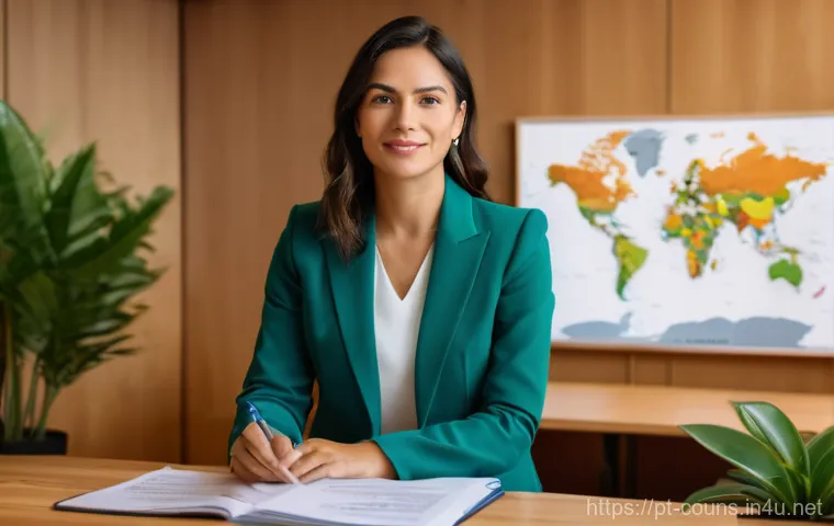 상담심리사 자격증 해외 인정 여부 - **Prompt:** A determined Brazilian female psychologist, professionally dressed in a smart blazer and...