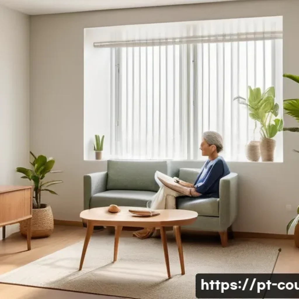 상담심리사 면접에서 자주 묻는 질문 - A warm, inviting therapy room in a modern Brazilian clinic, featuring comfortable seating arranged t...