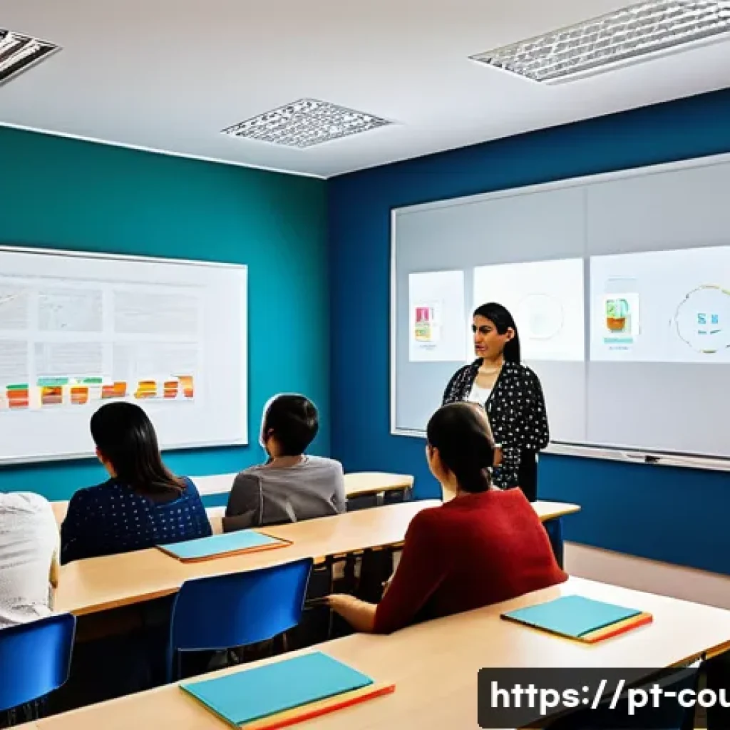 상담심리사로서 강의 준비 방법 - A modern classroom setting in São Paulo, Brazil, featuring a diverse group of adult students attenti...