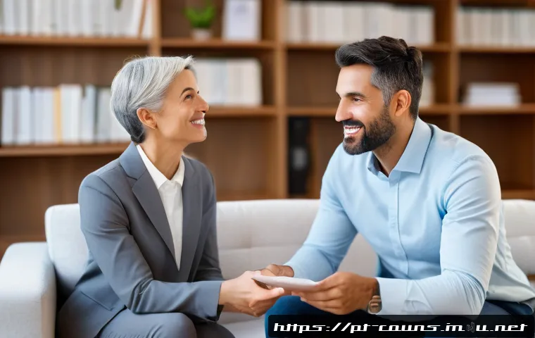 상담심리사 필수 자격증 목록 - A professional clinical psychologist in a modern therapy office, dressed in smart casual attire, eng...