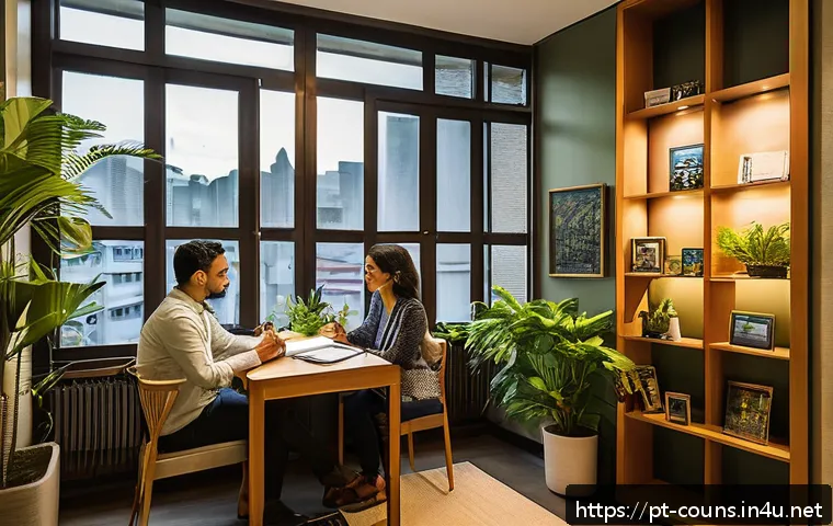 상담심리사와 심리상담사의 차이 - A calm, modern therapy room in São Paulo, Brazil, with a licensed clinical psychologist and a young ...